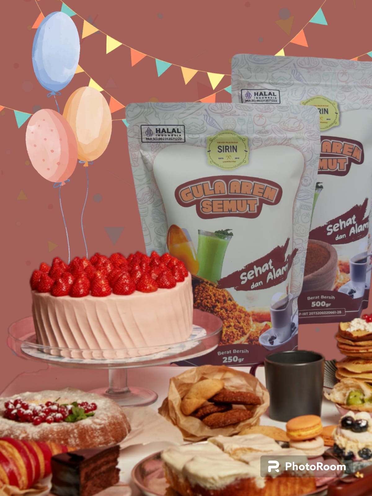 Kemasan gula aren semut premium dalam pouch modern, cocok untuk kebutuhan dapur sehat dan minuman herbal.